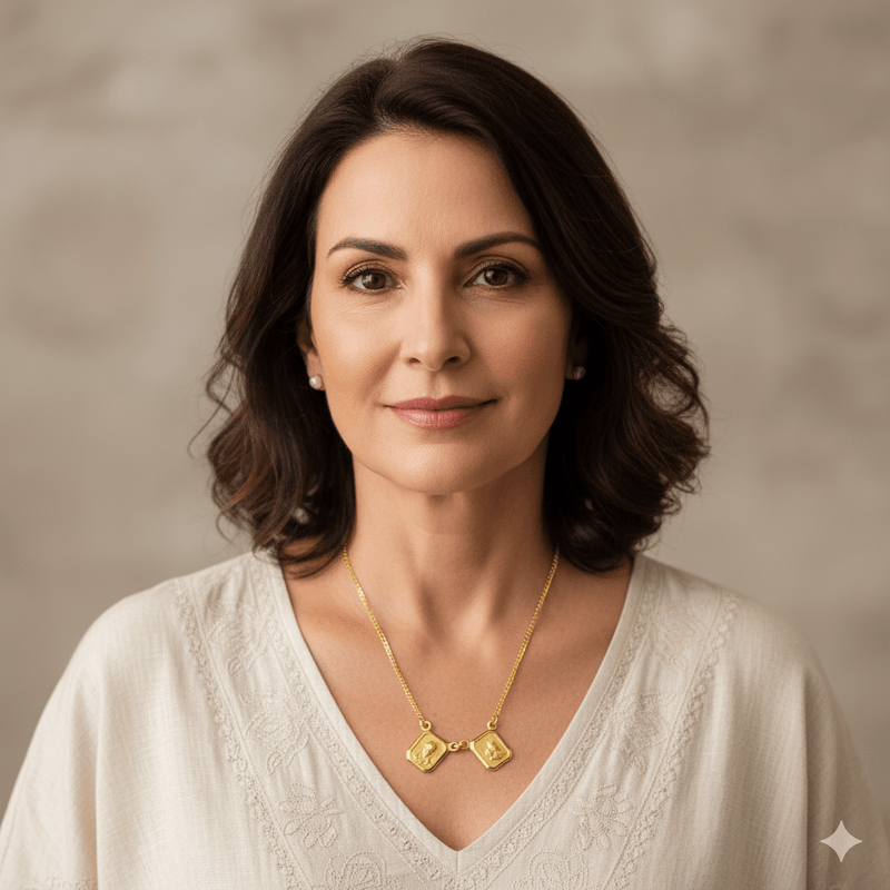 Gold Carmel Matte Scapular Necklace 16 - inch - Guadalupe Gifts