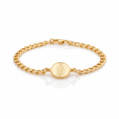 Gold Guadalupe Chain Bracelet 7.5 - inch - Guadalupe Gifts