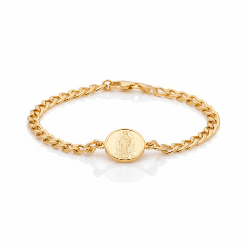 Gold Guadalupe Chain Bracelet 7.5 - inch - Guadalupe Gifts