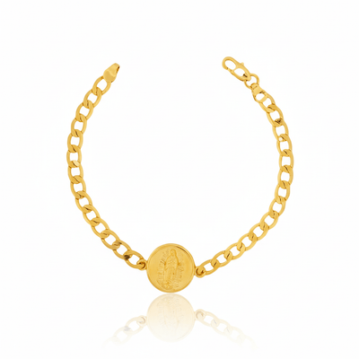 Gold Guadalupe Chain Bracelet 7.5 - inch - Guadalupe Gifts