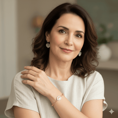 Gold Guadalupe Rosary Bracelet w/ Zirconia 7.5 - inch - Guadalupe Gifts