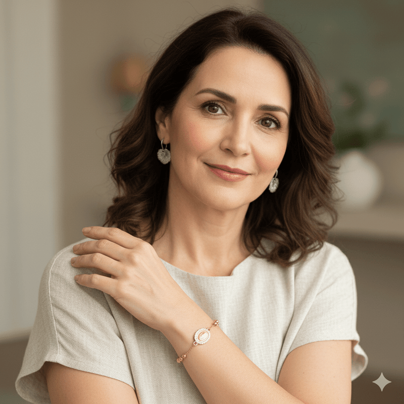 Gold Guadalupe Rosary Bracelet w/ Zirconia 7.5 - inch - Guadalupe Gifts