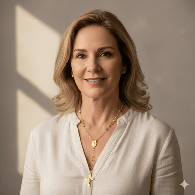 Gold Miraculous Medal Rosary Necklace 18 - inch - Guadalupe Gifts