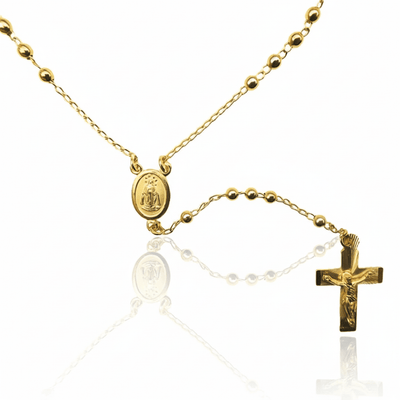 Gold Miraculous Medal Rosary Necklace 18 - inch - Guadalupe Gifts