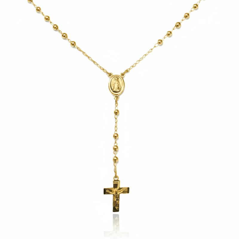 Gold Miraculous Medal Rosary Necklace 18 - inch - Guadalupe Gifts