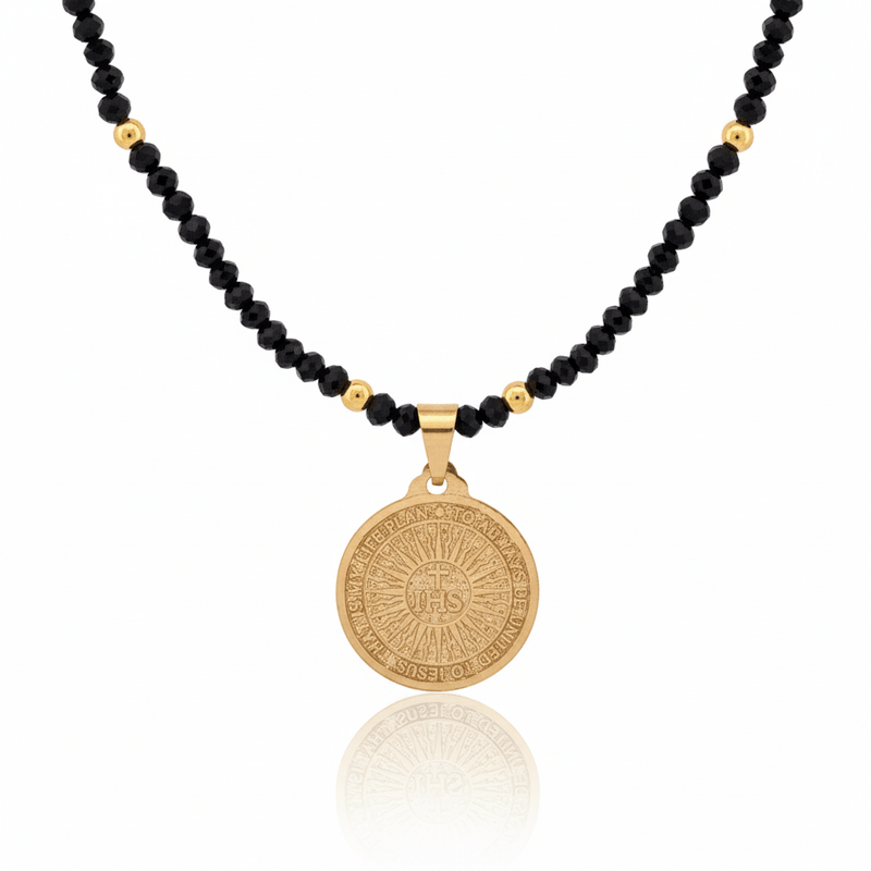 Gold - Plated Carlo Acutis Medal Back Choker Necklace 18 - inch - Guadalupe Gifts