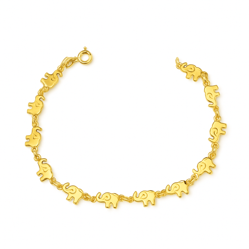 Gold - Plated Elephant Charm Bracelet 7"+2" - Guadalupe Gifts
