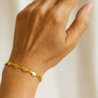 Gold - Plated Elephant Charm Bracelet 7"+2" - Guadalupe Gifts
