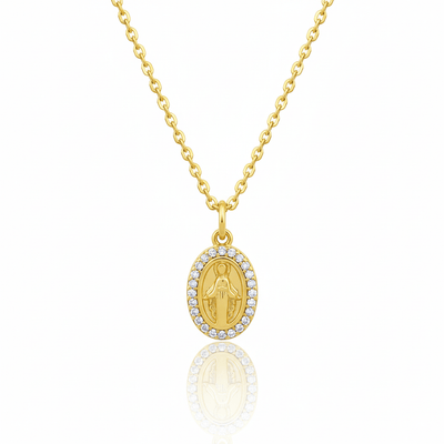 Gold - Plated Grace Zirconia Necklace 18 - inch - Guadalupe Gifts