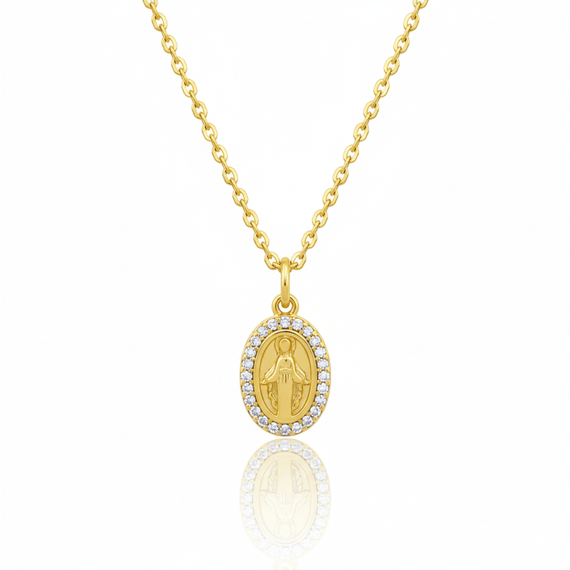 Gold - Plated Grace Zirconia Necklace 18 - inch - Guadalupe Gifts