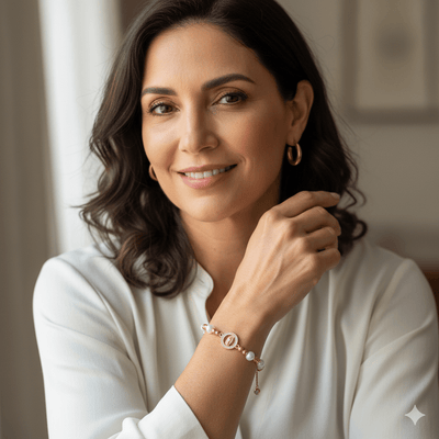 Gold - Plated Guadalupe Adjustable Bracelet w/ Guadalupe Medal & Pearls 7.5 - inch - Guadalupe Gifts