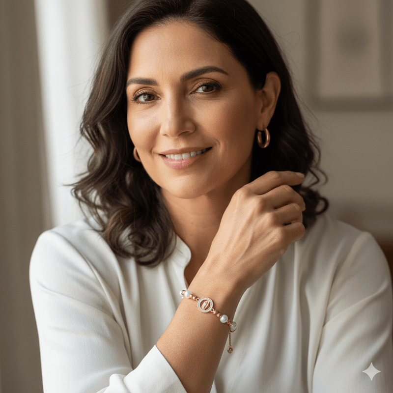 Gold - Plated Guadalupe Adjustable Bracelet w/ Guadalupe Medal & Pearls 7.5 - inch - Guadalupe Gifts