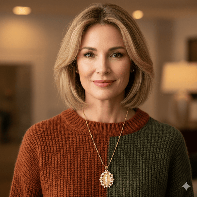 Gold - plated Guadalupe Pearl Encircled Necklace 18 - inch - Guadalupe Gifts