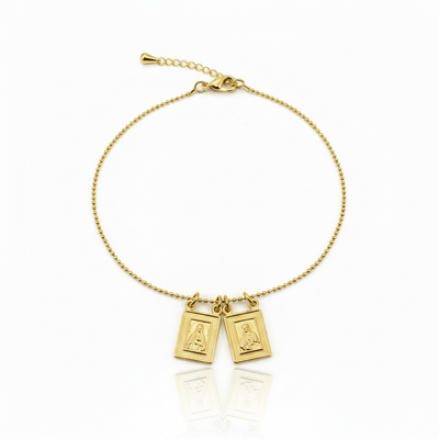 Gold - Plated Mini Scapular Bracelet 8” - Guadalupe Gifts