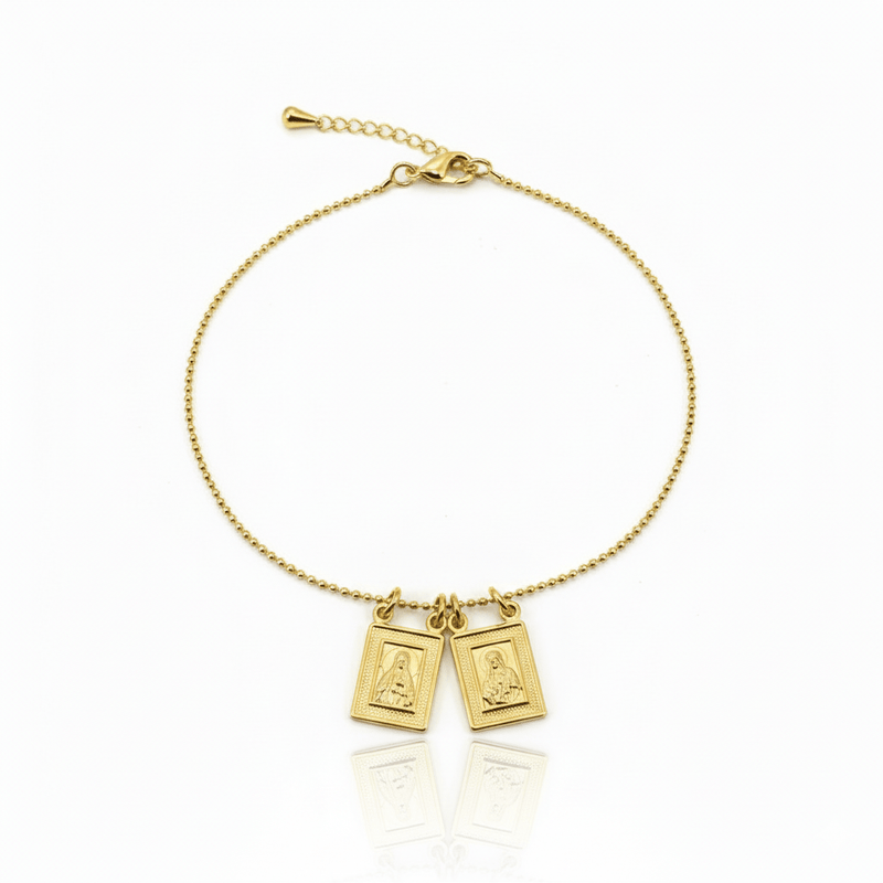 Gold - Plated Mini Scapular Bracelet 8” - Guadalupe Gifts