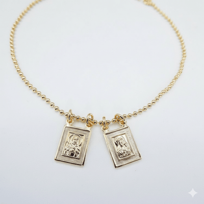 Gold - Plated Mini Scapular Bracelet 8” - Guadalupe Gifts