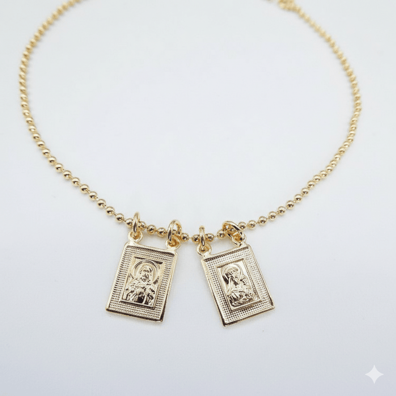 Gold - Plated Mini Scapular Bracelet 8” - Guadalupe Gifts