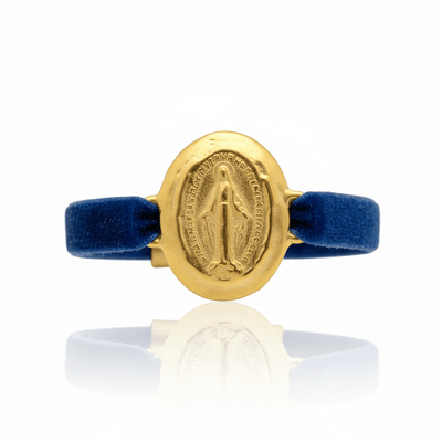 Gold - Plated Miraculous Mary Velvet Bracelet 7.5 - inch - Guadalupe Gifts