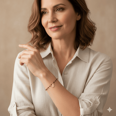 Gold - Plated Miraculous Medal Black Bead Bracelet 7"+ 2.5" - Guadalupe Gifts