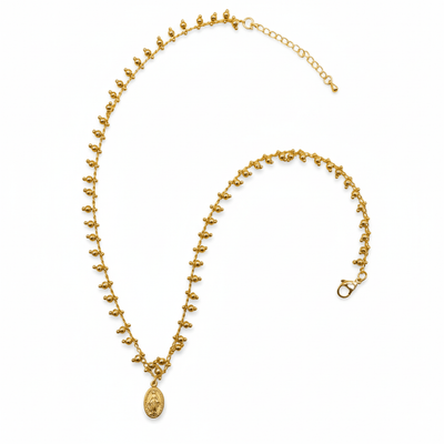 Gold - Plated Miraculous Medal Gold Beaded Necklace 18 - inch - Guadalupe Gifts