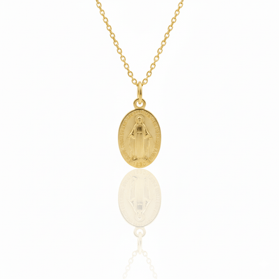 Gold - Plated Miraculous Medal Necklace 18" | France | Rue du Bac - Guadalupe Gifts