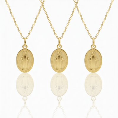 Gold - Plated Miraculous Medal Necklace 18" | France | Rue du Bac - Guadalupe Gifts