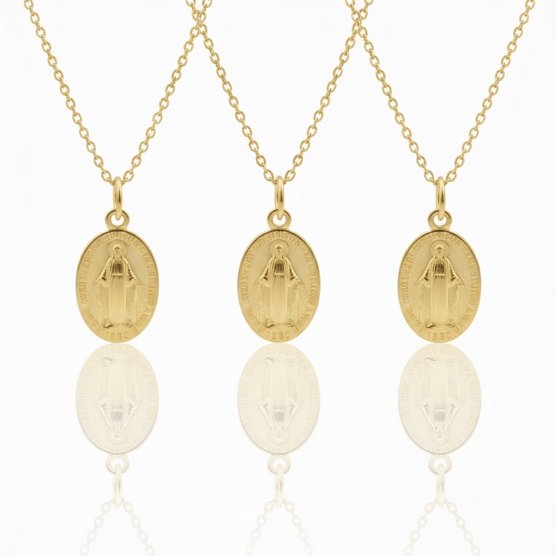 Gold - Plated Miraculous Medal Necklace 18" | France | Rue du Bac - Guadalupe Gifts