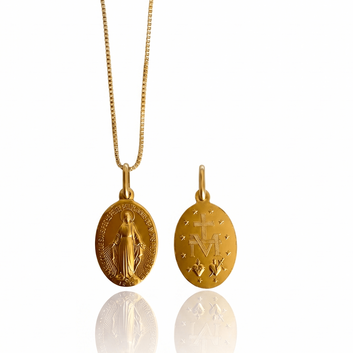 Rue du Bac Gold-Plated Miraculous Medal Necklace (18”) | Guadalupe