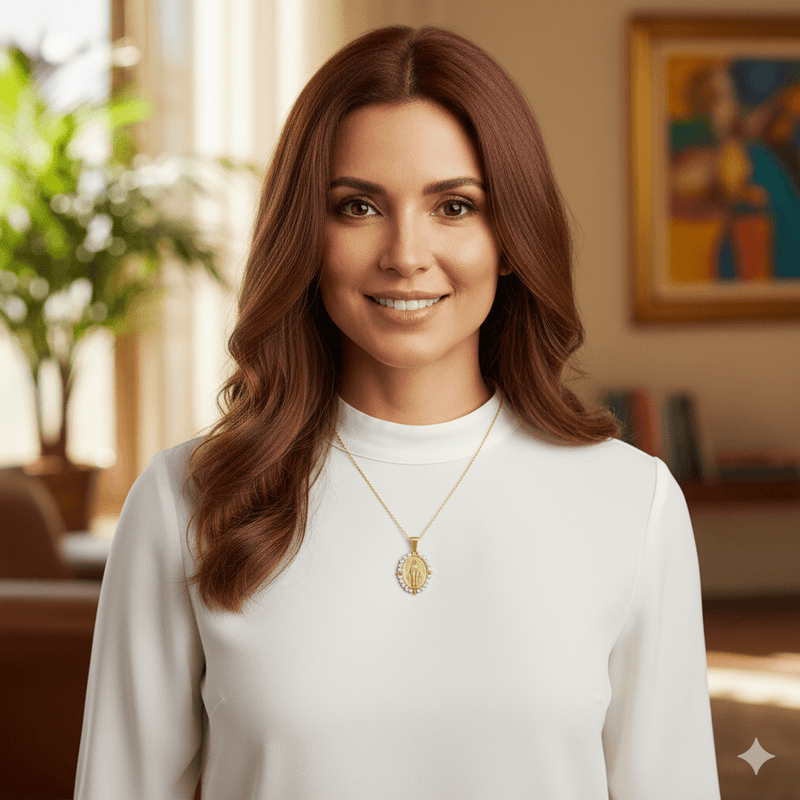 Gold - Plated Miraculous Medal Necklace with Pearl Beads – 20” - Guadalupe Gifts