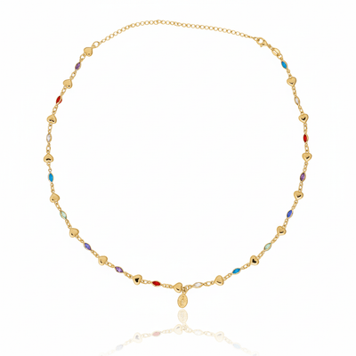 Gold - Plated Multicolor Zirconia Our Lady of Grace Necklace 16 - inch - Guadalupe Gifts