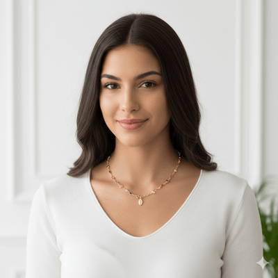 Gold - Plated Multicolor Zirconia Our Lady of Grace Necklace 16 - inch - Guadalupe Gifts