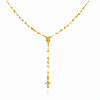 Gold - Plated Our Lady of Grace Dainty Rosary Necklace 18 - inch - Guadalupe Gifts