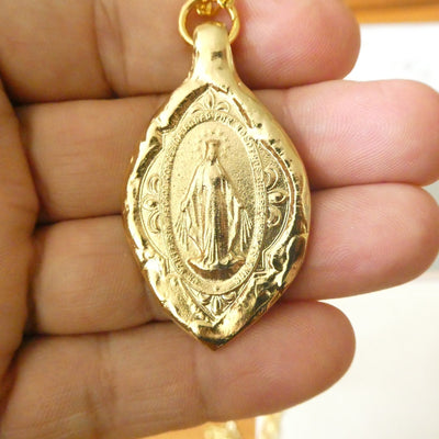 Gold - Plated Our Lady of Grace Necklace III 22 - inch - Guadalupe Gifts