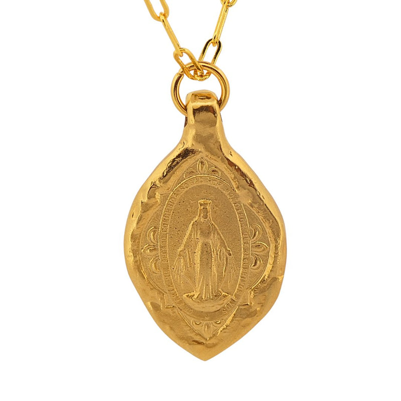 Gold - Plated Our Lady of Grace Necklace III 22 - inch - Guadalupe Gifts