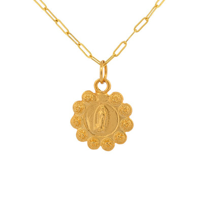 Gold - Plated Our Lady of Guadalupe Necklace 22 - inch - Guadalupe Gifts