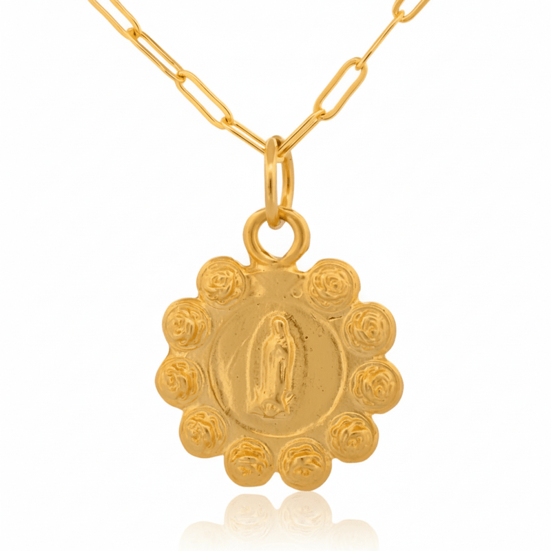 Gold - Plated Our Lady of Guadalupe Necklace 22 - inch - Guadalupe Gifts