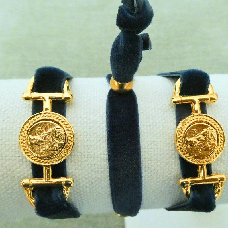 Gold - Plated Our Lady of Perpetual Help Velvet Bracelet 7.5 - inch - Guadalupe Gifts