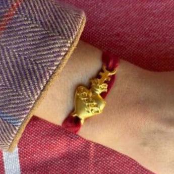 Gold - Plated Sacred Heart (Detente) Shaped Velvet Bracelet 7.5 - inch - Guadalupe Gifts