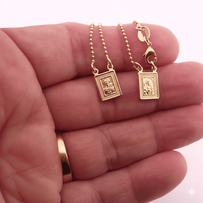 Gold - Plated Scapular Dainty Pendants Necklace for Girls & Boys 16 - inch - Guadalupe Gifts