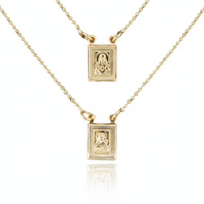 Gold - Plated Scapular Dainty Pendants Necklace (no clasp) 26 - inch - Guadalupe Gifts