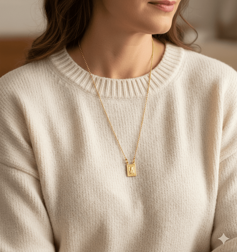 Gold - Plated Scapular Dainty Pendants Necklace (no clasp) 26 - inch - Guadalupe Gifts