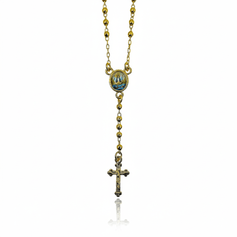 Gold - Plated Tiny Bead Our Lady of Charity Necklace 18 - inch - Guadalupe Gifts