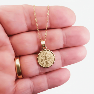 Gold Saint Benedict Medal Verona Necklace 18 - inch - Guadalupe Gifts