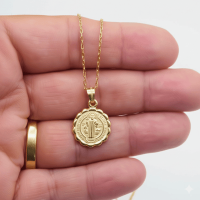 Gold Saint Benedict Medal Verona Necklace 18 - inch - Guadalupe Gifts