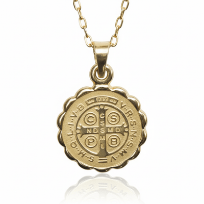 Gold Saint Benedict Medal Verona Necklace 18 - inch - Guadalupe Gifts