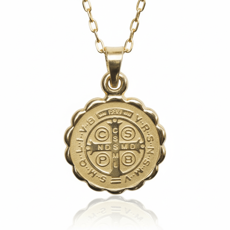 Gold Saint Benedict Medal Verona Necklace 18 - inch - Guadalupe Gifts