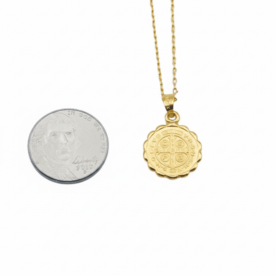 Gold Saint Benedict Medal Verona Necklace 18 - inch - Guadalupe Gifts