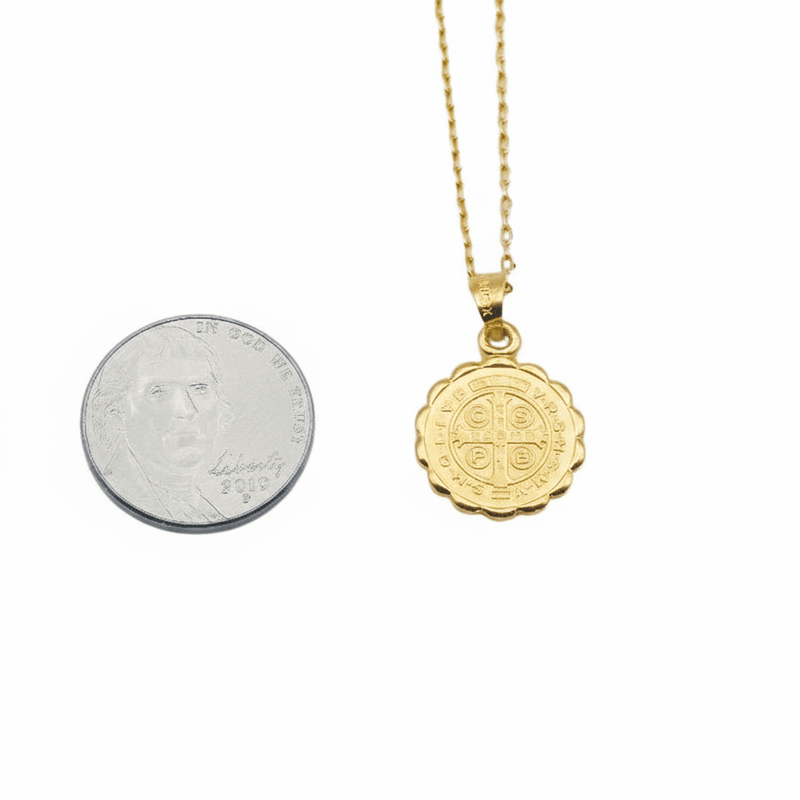 Gold Saint Benedict Medal Verona Necklace 18 - inch - Guadalupe Gifts