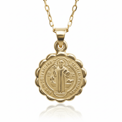 Gold Saint Benedict Medal Verona Necklace 18 - inch - Guadalupe Gifts