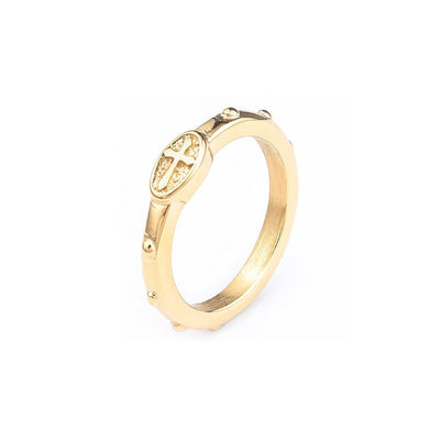 Gold Stainless Steal Rosary Ring - Guadalupe Gifts